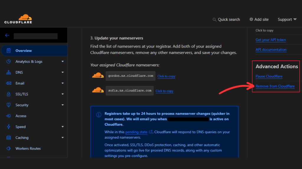 How to Remove a Website from CloudFlare?